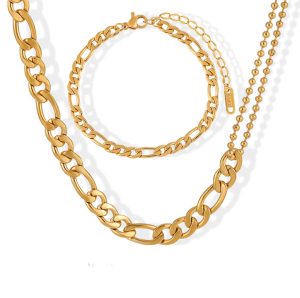 TN732f-Bộ lắc tay bà dây chuyền nữ titan kiểu dây lật cách điệu dây bi