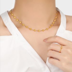 TN734b-Dây chuyền nữ titan các mắc xích hình trái tim không mặt