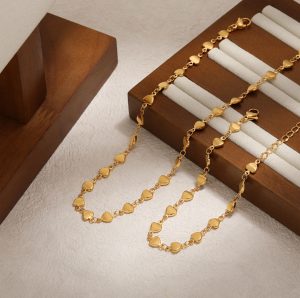 TN734e-Dây chuyền nữ titan các mắc xích hình trái tim không mặt