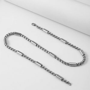 DN181d-Dây chuyền titan bông dừa đính ống cách điệu