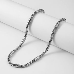 DN181h-Dây chuyền titan bông dừa đính ống cách điệu