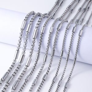 DN181m-Dây chuyền titan bông dừa đính ống cách điệu
