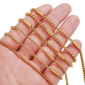 DN185c-Dây chuyền titan bông dừa đính ống cách điệu - bán sỉ trang sức Công Sang