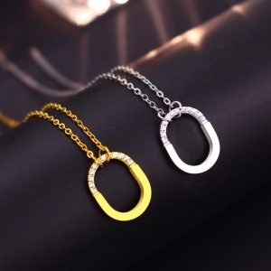 TN776b-Dây chuyền nữ titan mặt hình ổ khóa bầu dục