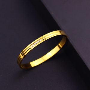 TV207c-Vòng tay nữ titan 3 sọc đính kim ở giữa - bán sỉ trang sức