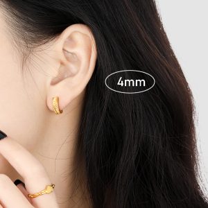 TB005d-Bông hoa tai nữ titan khoen tròn 4mm