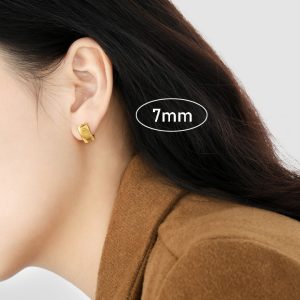 TB005g-Bông hoa tai nữ titan khoen tròn 7mm