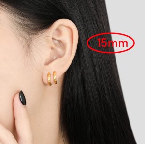 TB268d-Bông tai nữ titan kiểu khoen tròn xoắn 15mm