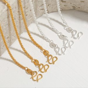 TN790b-Dây chuyền trơn titan kiểu xoắn không mặt khóa chữ M