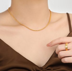 TN791e-Dây chuyền trơn titan kiểu xoắn không mặt