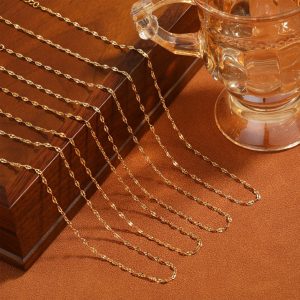 TN795c-Dây chuyền titan lá me chạm máy trơn không kèm mặt