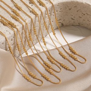 TN796c-Dây chuyền titan ô vuông 4 bi cách điệu không kèm mặt