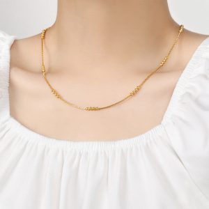 TN796d-Dây chuyền titan ô vuông 4 bi cách điệu không kèm mặt