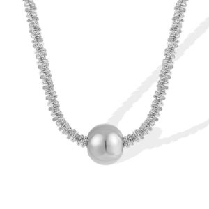 TN797c-Dây chuyền nữ titan bi 8mm xỏ ngang
