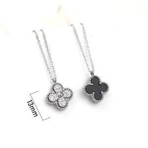 TN798d-Dây chuyền vòng đeo cổ nữ titan hoa 4 cánh van cleef
