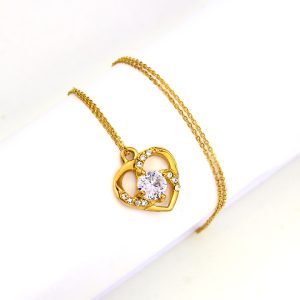 TN385b-Dây chuyền nữ titan mặt hình trái tim đính kim