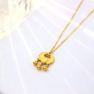 TN749b-Dây chuyền nữ titan mặt hình khóa trường thọ chữ phúc