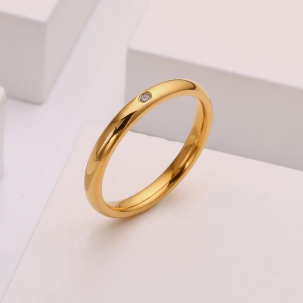 TC155b-Nhẫn titan bảng mo tròn 3mm đính 1 viên kim cương