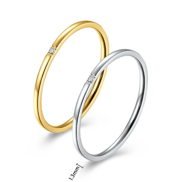 TC169j-nhẫn nữ titan bảng nhỏ mỏng đính 1 viên đá kim tấm