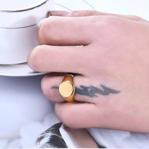 TC307f-Nhẫn titan mặt tròn trơn bảng nhỏ 10mm