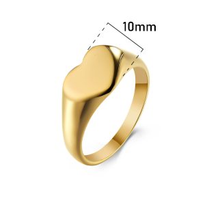 TC308a-Nhẫn titan mặt hình trái tim trơn bảng nhỏ10mm