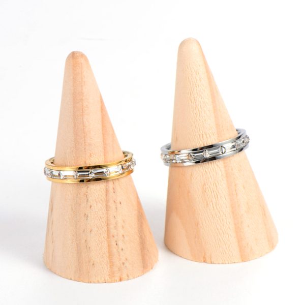 TC309j-Nhẫn titan 4mm đính full đá kim cương Baguette hình chữ nhật