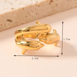 TC313d-Nhẫn nữ titan con cá heo free size