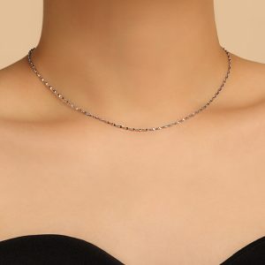 TN805g-Dây chuyền nữ titan trơn không mặt kiểu số 8 màu trắng