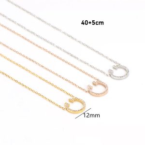 TN809b-Dây chuyền vòng cổ titan móng ngựa đính full kim tấm