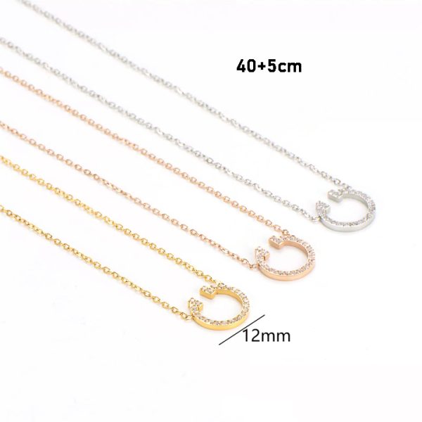 TN809b-Dây chuyền vòng cổ titan móng ngựa đính full kim tấm