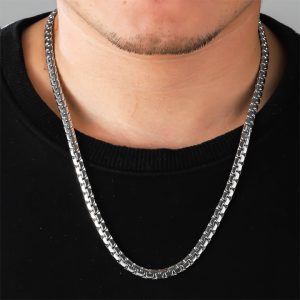 DN187e-Dây chuyền nam titan bông dừa cán dẹp