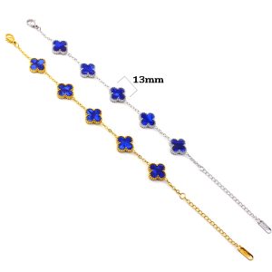 TA483a-Lắc tay van cleef hoa 4 cánh nền màu xanh dương