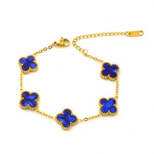 TA483b-Lắc tay van cleef hoa 4 cánh nền màu xanh dương