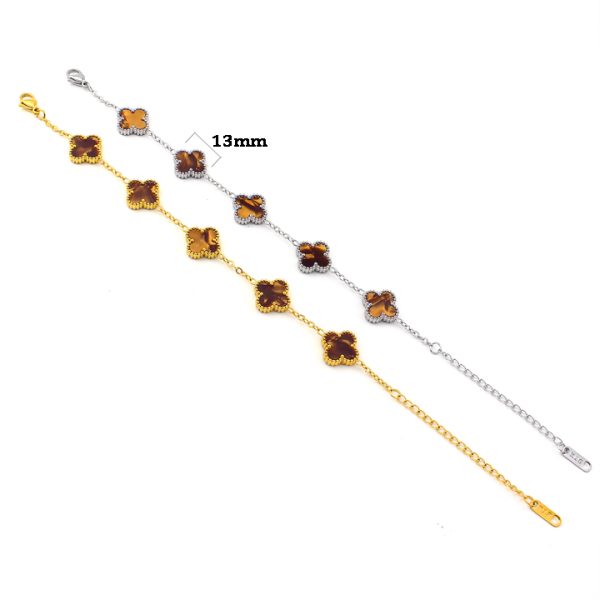 TA484a Lắc tay van cleef hoa 4 cánh nền màu hổ phách