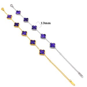 TA487a Lắc tay van cleef hoa 4 cánh nền màu tím