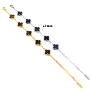 TA488a Lắc tay van cleef hoa 4 cánh nền màu đen thiên thạch