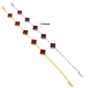 TA490a Lắc tay van cleef hoa 4 cánh nền màu đỏ ruby