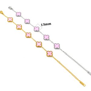 TA491a Lắc tay van cleef hoa 4 cánh nền màu hồng nhạt
