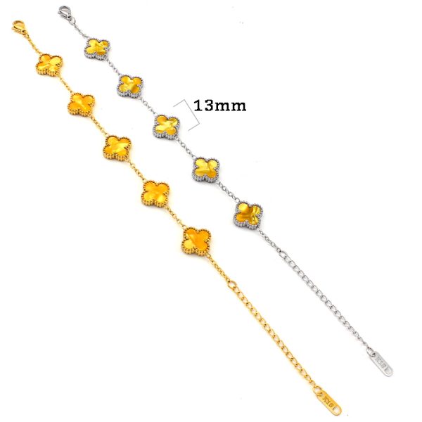 TA492a Lắc tay van cleef hoa 4 cánh nền màu hổ phách