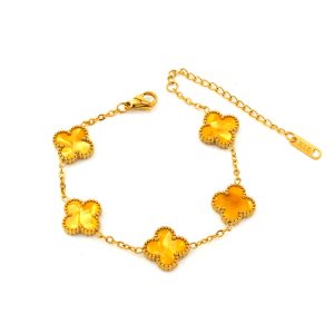 TA492b Lắc tay van cleef hoa 4 cánh nền màu hổ phách