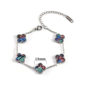 TA498a Lắc tay titan hoa 4 cánh van cleef