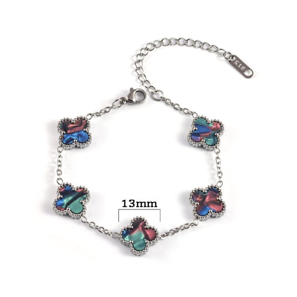 TA498a Lắc tay titan hoa 4 cánh van cleef