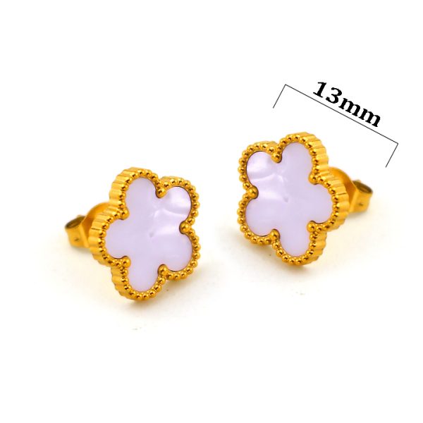 TB296a Bông tai nữ titan hoa 5 cánh van cleef nền trắng