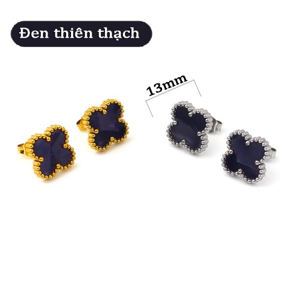 TB298a Bông tai nữ titan van cleef nền màu đen thiên thạch