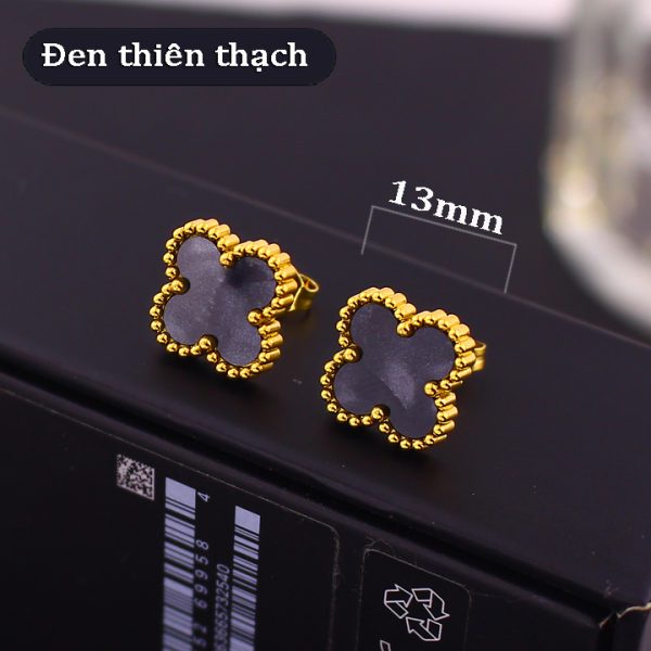 TB298b Bông tai nữ titan van cleef nền màu đen thiên thạch