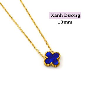 TN810b-Dây chuyền titan hoa 4 cánh van cleef nền màu xanh dương
