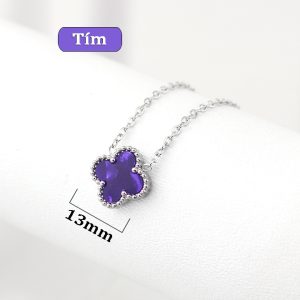 TN831a Dây chuyền titan hoa 4 cánh van cleef nền màu tím