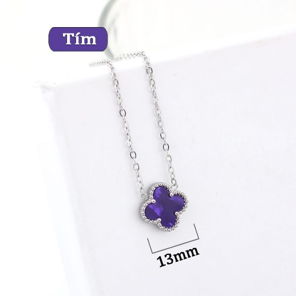 TN831b Dây chuyền titan hoa 4 cánh van cleef nền màu tím