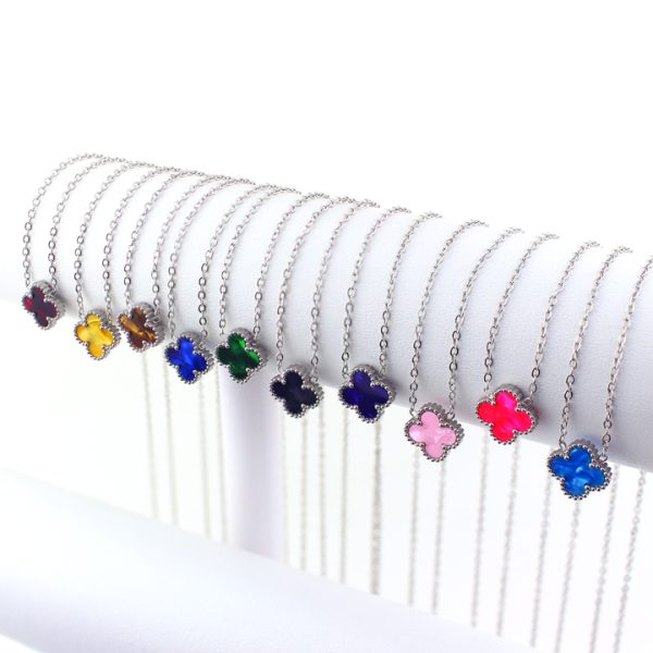 TN835d Dây chuyền titan hoa 4 cánh van cleef