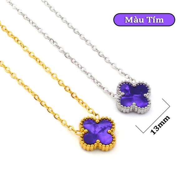 TN840b Dây chuyền titan hoa 4 cánh van cleef nền màu tím